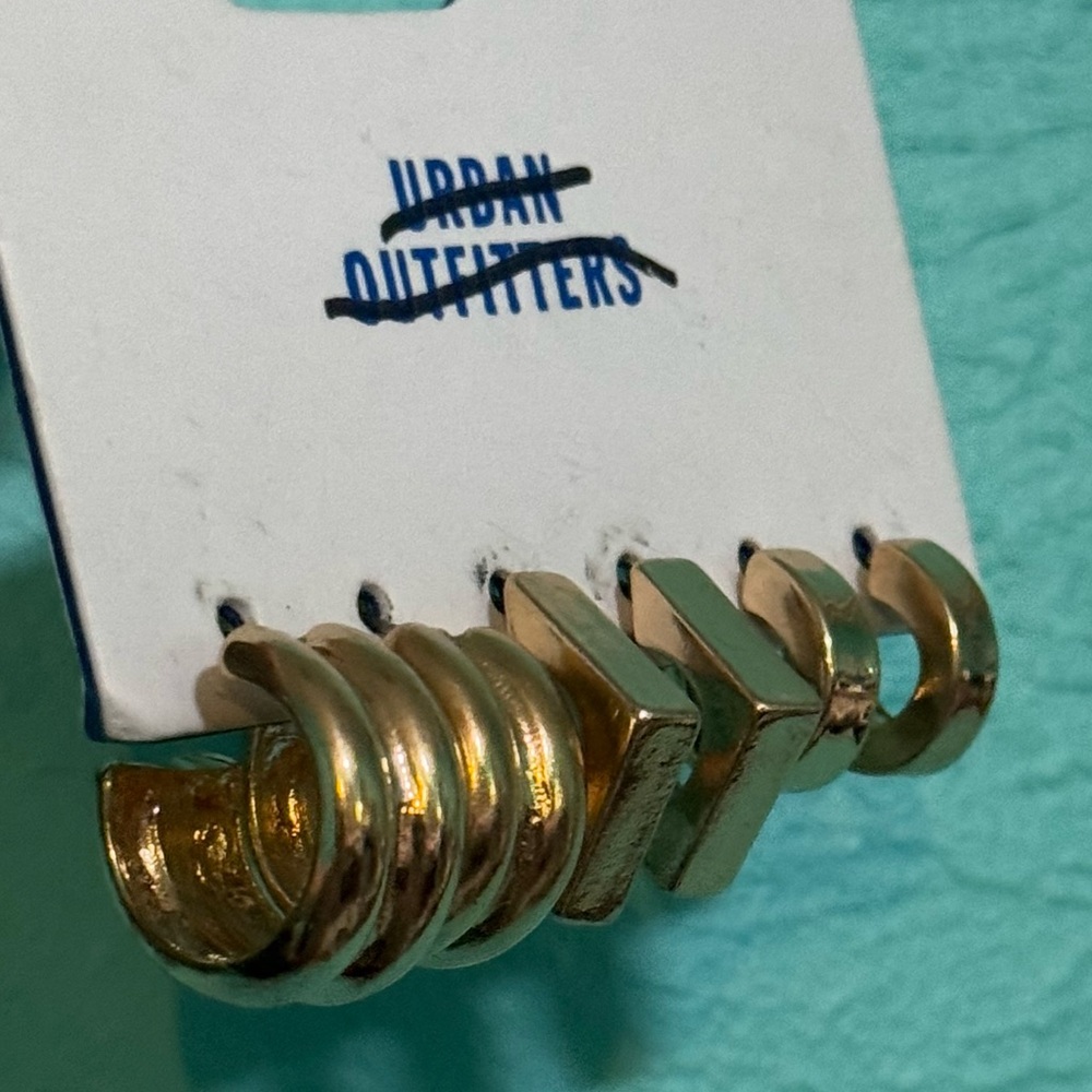 Urban Outfitters Jewelry Earrings Hoops Set Gold Chunky